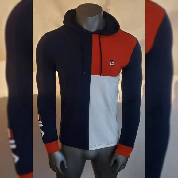 FILA LONG SLEEVE TSHIRT MEN'S WITH HOOD SIZE S MULTICOLOR LOGO DESIGN IN ARM - Picture 7 of 9